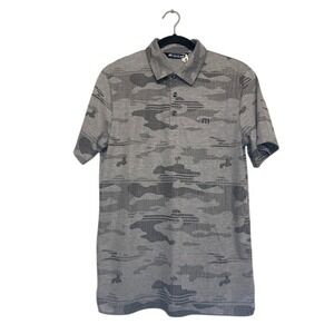 Travis‎ Mathew Mens Heather Gray Camo Palm Tree Golf Polo S
